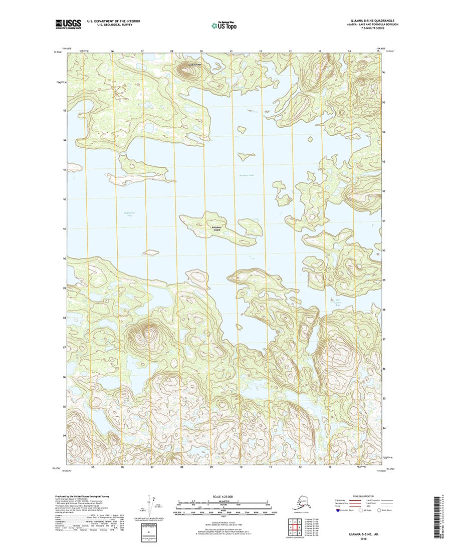 USGS Topo Map Iliamna B5 NE (Southwest Alaska) Topo Maps Alaska