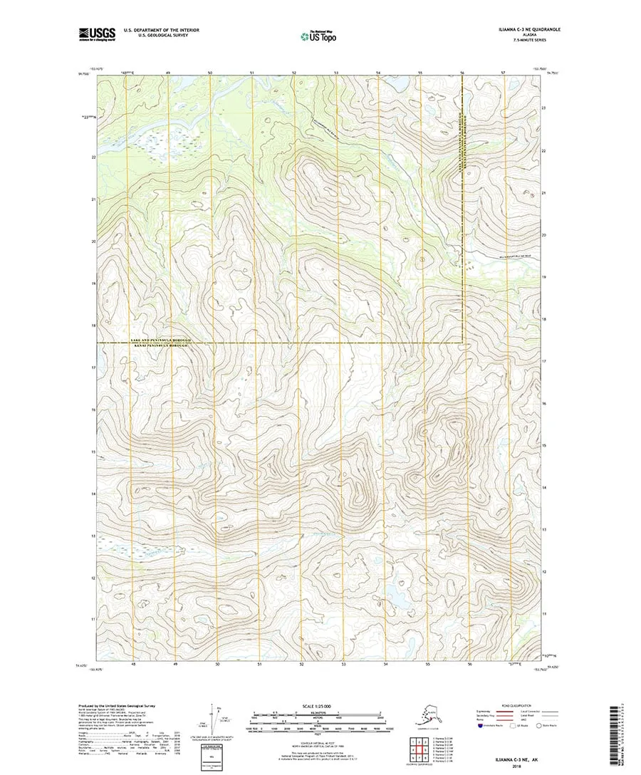 USGS Topo Map Iliamna C3 NE (Southwest Alaska) Topo Maps Alaska