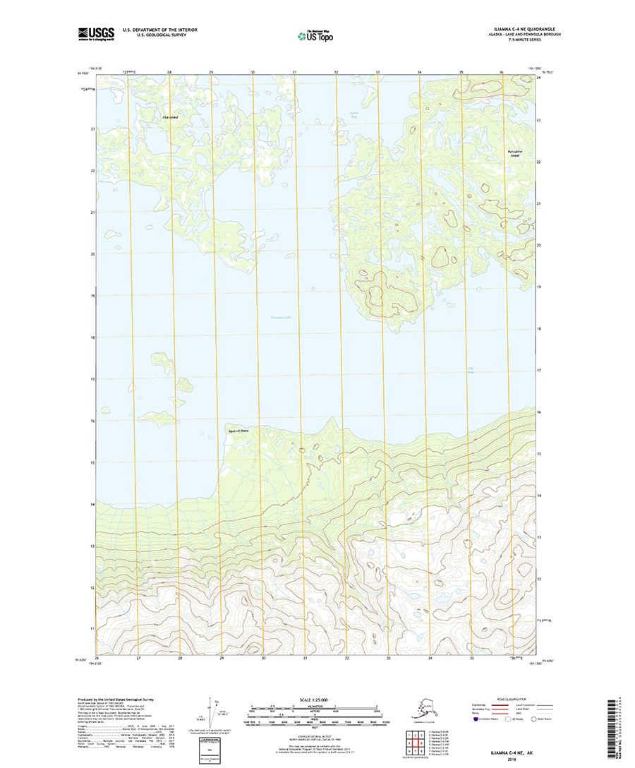 USGS Topo Map Iliamna C4 NE (Southwest Alaska) Topo Maps Alaska