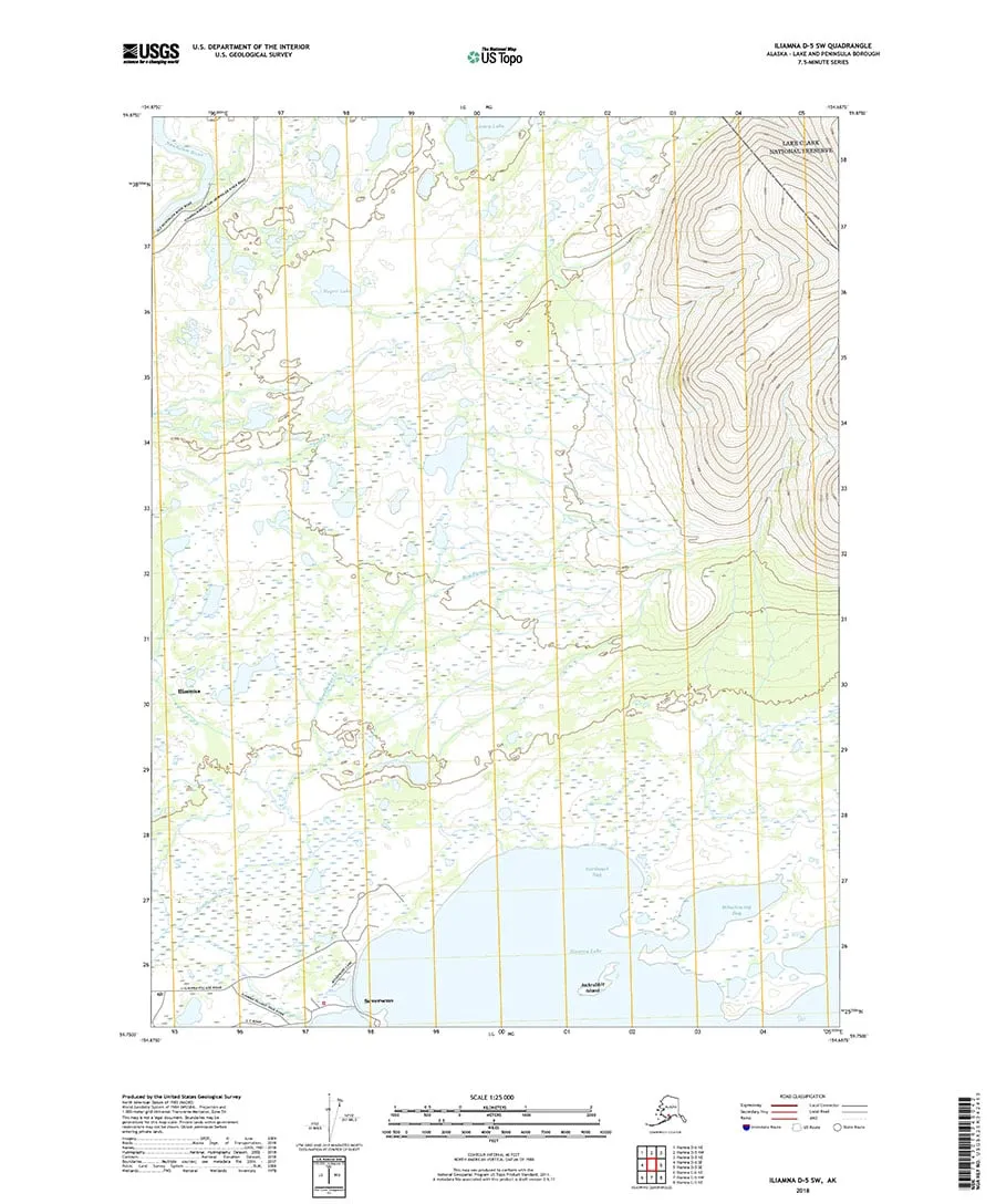 USGS Topo Map Iliamna D5 SW (Southwest Alaska) Topo Maps Alaska