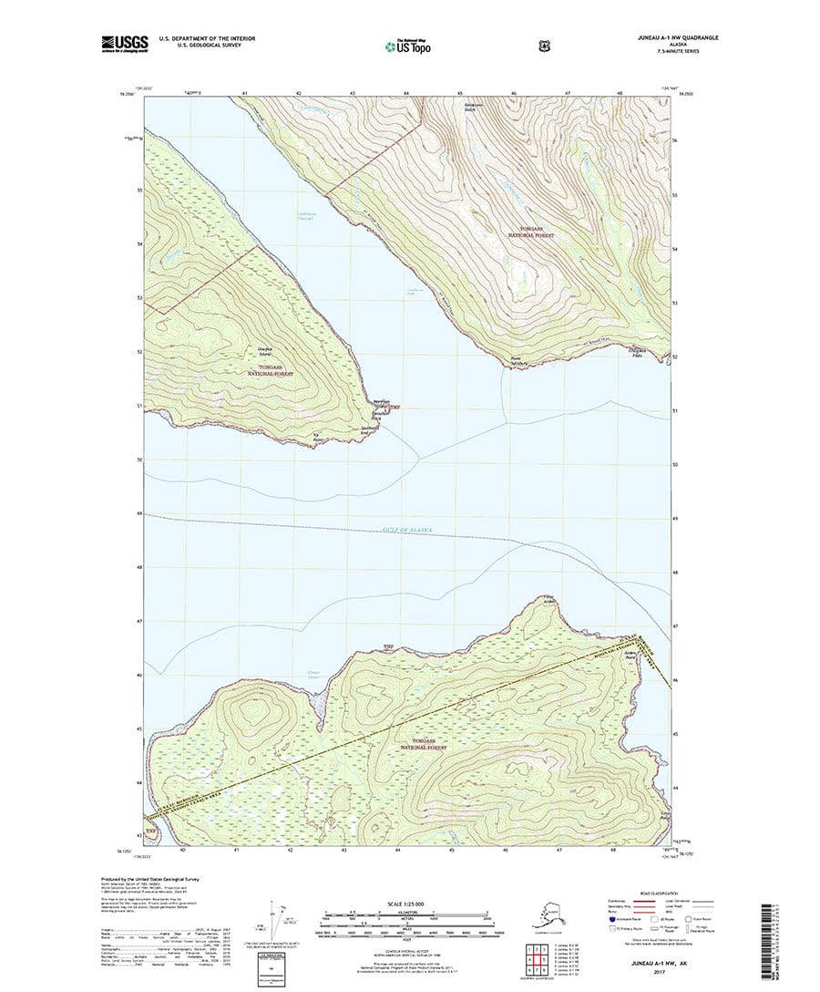 USGS Topo Map Juneau A1 NW (Southeast Alaska) Topo Maps Alaska