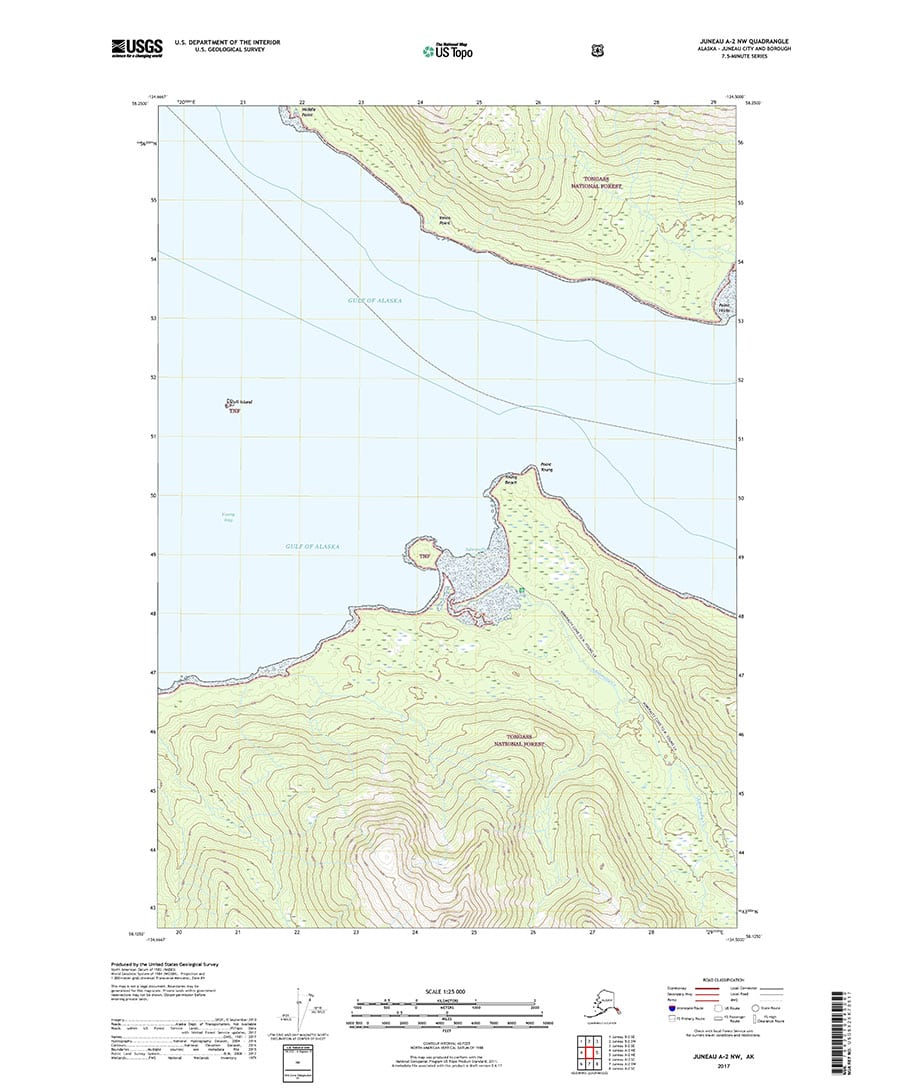 USGS Topo Map Juneau A2 NW (Southeast Alaska) Topo Maps Alaska