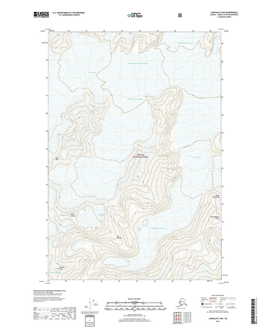 USGS Topo Map Juneau B1 NW (Southeast Alaska) Topo Maps Alaska