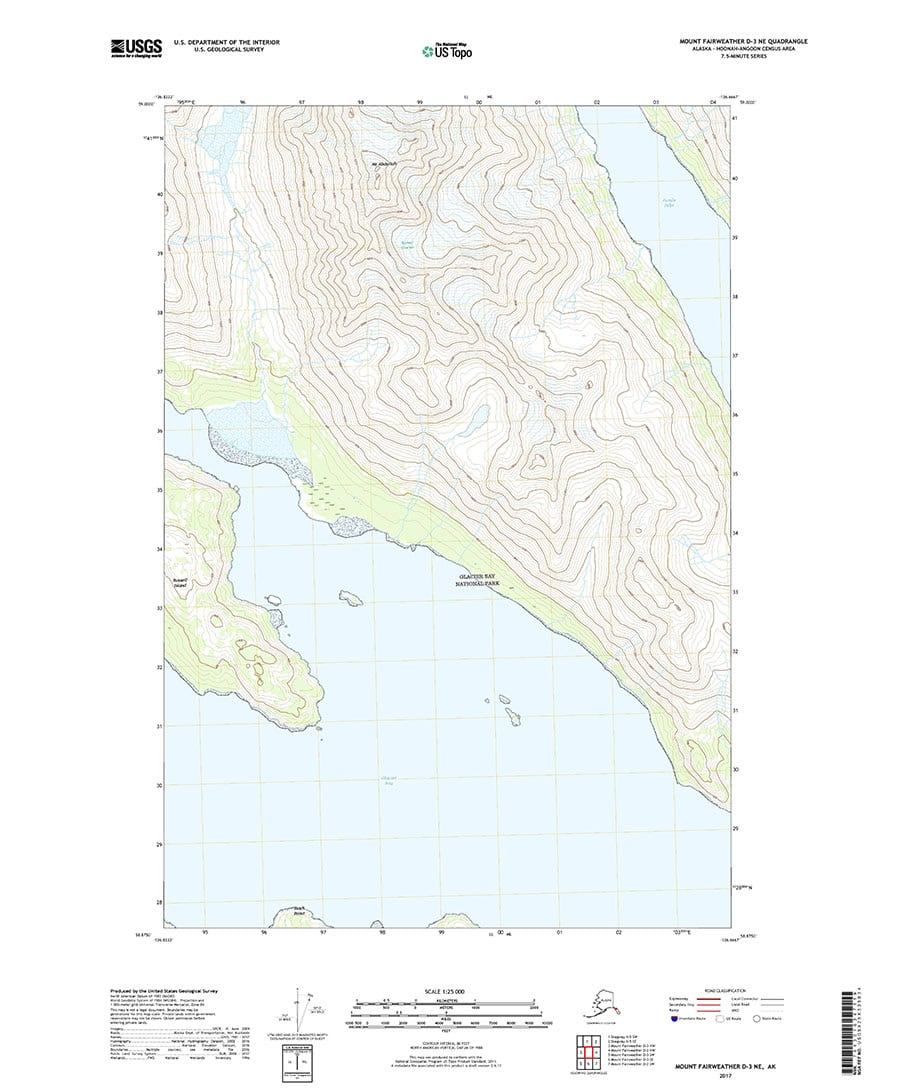 USGS Topo Map Mount Fairweather D3 NE (Southeast Alaska) Topo Maps
