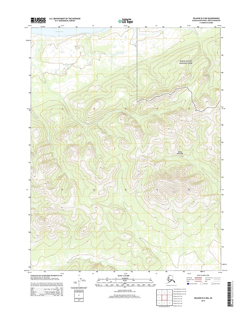 USGS Topo Map Selawik D2 NW (North / Northwest Alaska) Topo Maps