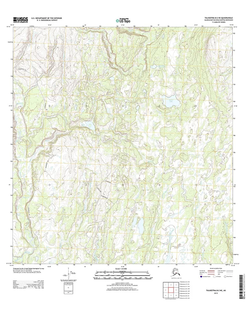 USGS Topo Map Talkeetna B2 NE (Interior Alaska) Topo Maps Alaska