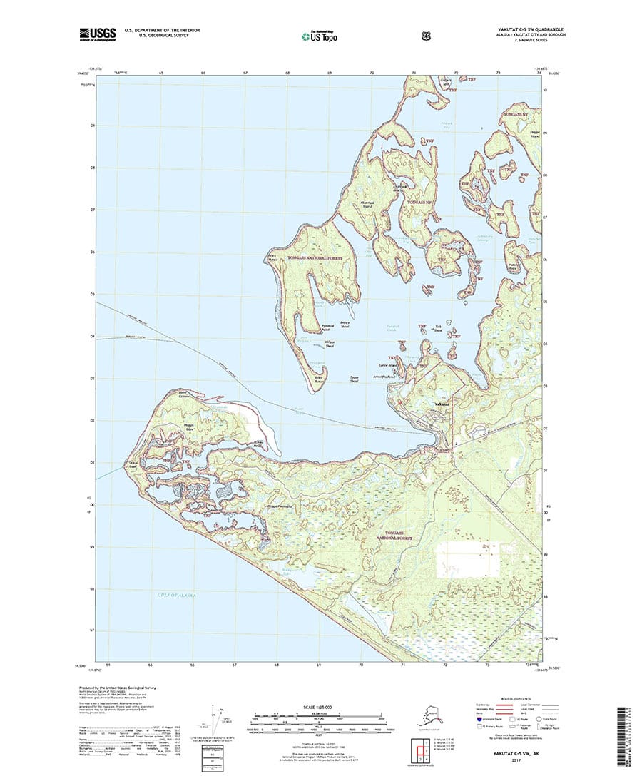USGS Topo Map Yakutat C5 SW (Southeast Alaska) Topo Maps Alaska Handbook
