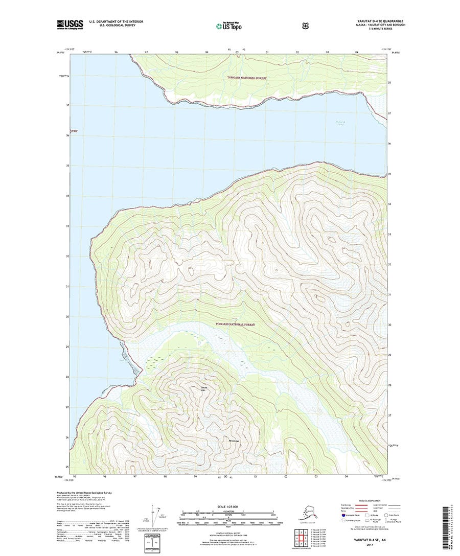 USGS Topo Map Yakutat D4 SE (Southeast Alaska) Topo Maps Alaska Handbook