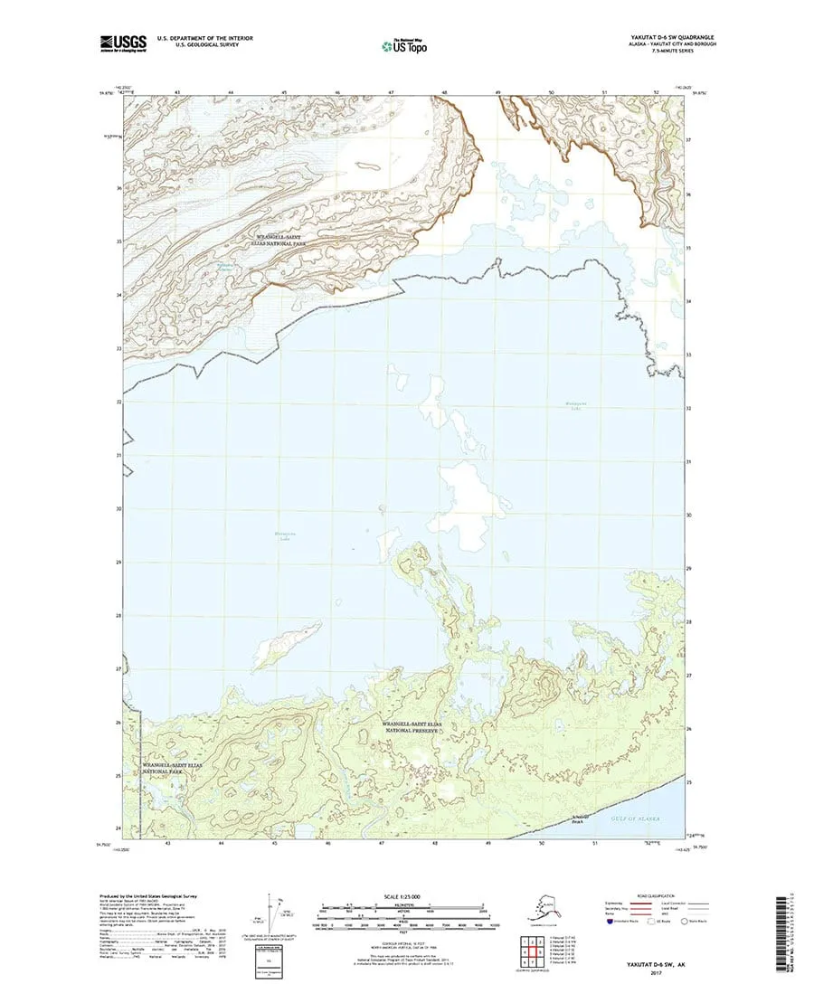 USGS Topo Map Yakutat D6 SW (Southeast Alaska) Topo Maps Alaska Handbook