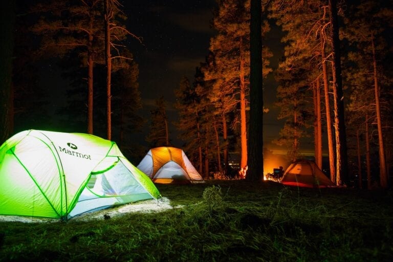tent camping at night